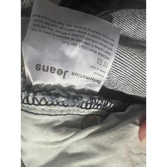 Reformation Jeans Sz 26 High Rise Straight Cropped Leg Women Ankle Fray Laguna - Picture 7 of 9